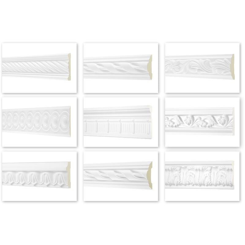 foto del prodotto profilo piatto 2 m serie 1 - modanatura in pu a stucco, resistente agli urti - perfect ac ac202 - 60x13 mm