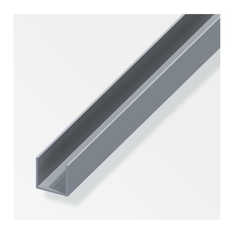 foto del prodotto profilo quadrato a u alfer aluminium 15.5x1.5mm lunghezza 1m naturale 25406