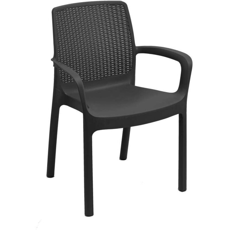 foto del prodotto progarden sedia da giardino impilabile effetto rattan antracite regina 61x54x82 cm ipae