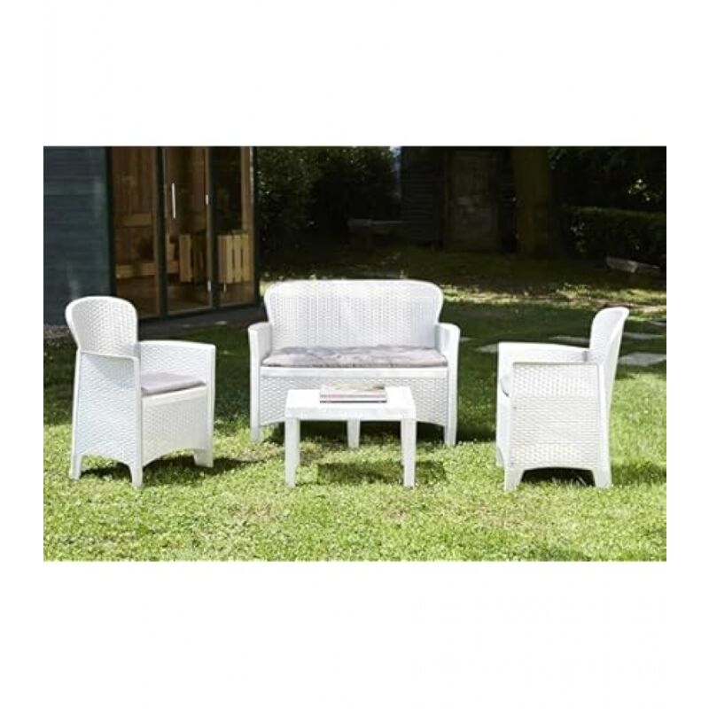 foto del prodotto progarden set divano per esterno modello jungle 4 posti bianco
