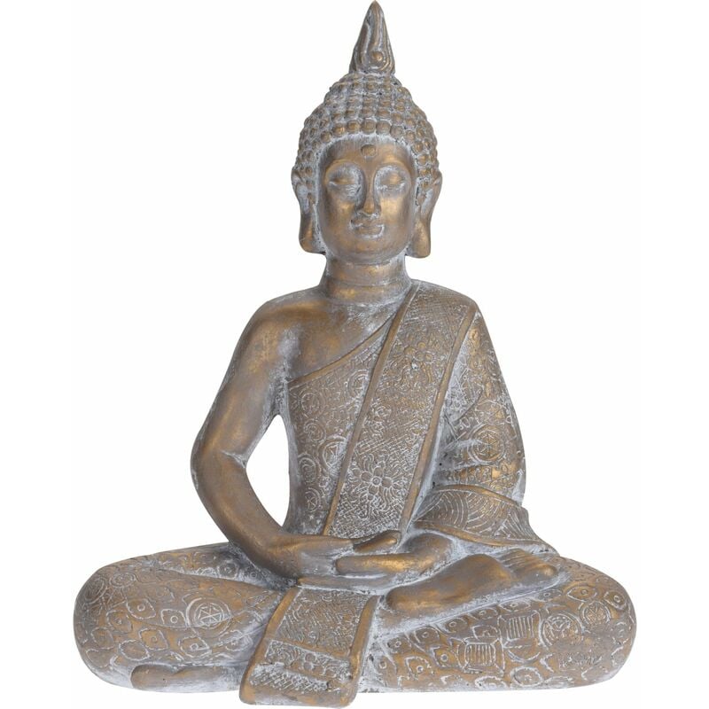 foto del prodotto progarden statua decorativa in poli resina buddha in meditazione per veranda e giardino anticato large
