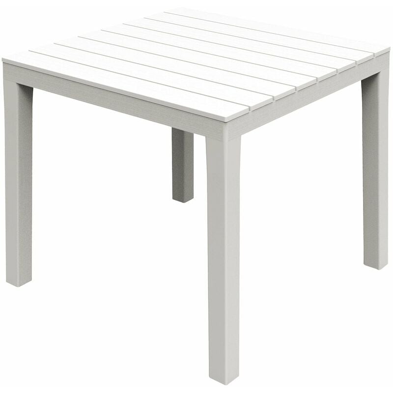 foto del prodotto progarden tavolo bianco quadrato 80x80 cm in resina effetto doghe in legno bali