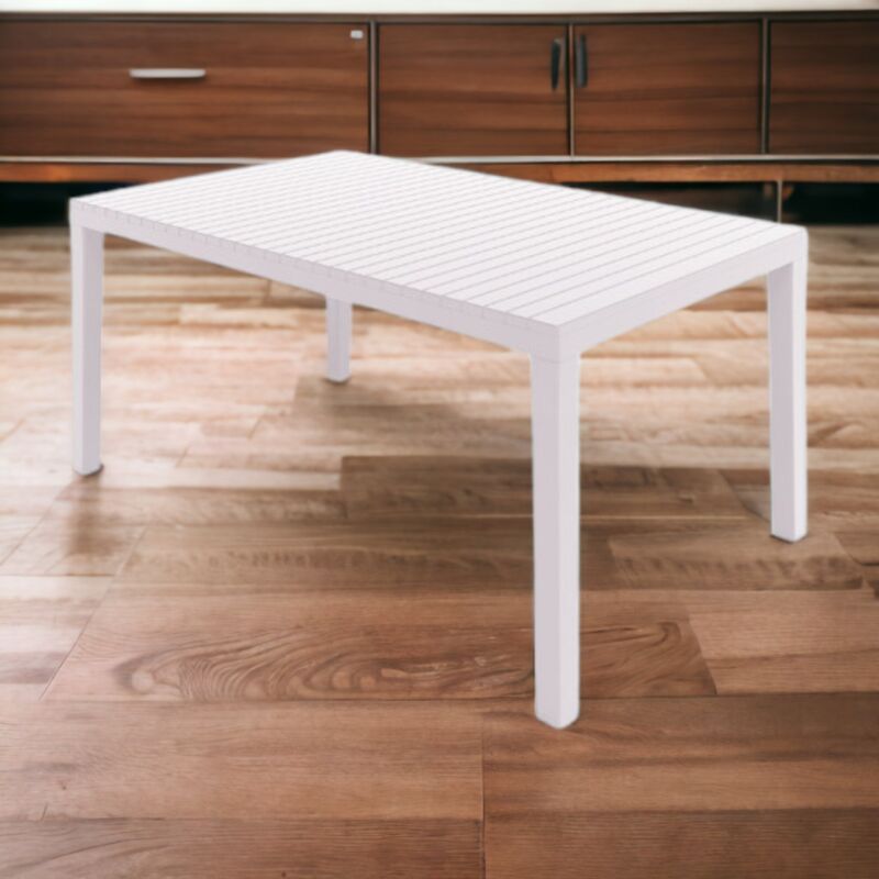 foto del prodotto progarden tavolo da esterno rettangolare 150x90 cm con struttura in resina e piano effetto doghe palau