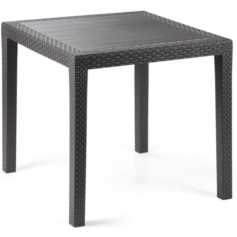 foto del prodotto progarden tavolo tavolino king in dura resina finto rattan vimini nero antracite bar casa