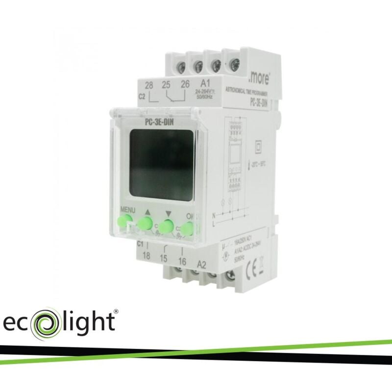 foto del prodotto progr.astronomico elettronico pc-3e-din 3600w 16a 2 canali