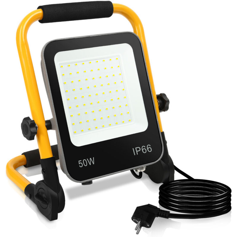 foto del prodotto proiettore a led con treppiede ip66 proiettore da cantiere 50w bianco freddo per esterno randaco
