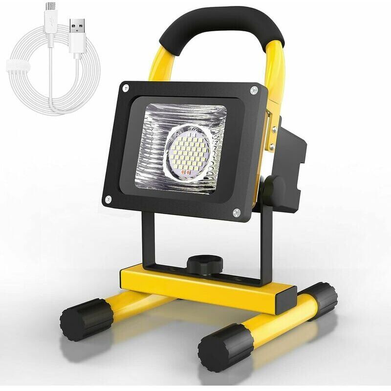 foto del prodotto proiettore a led ricaricabile 30w 2500lm proiettore da cantiere 6000mah luce led wireless proiettore a led per esterni batteria proiettore a led