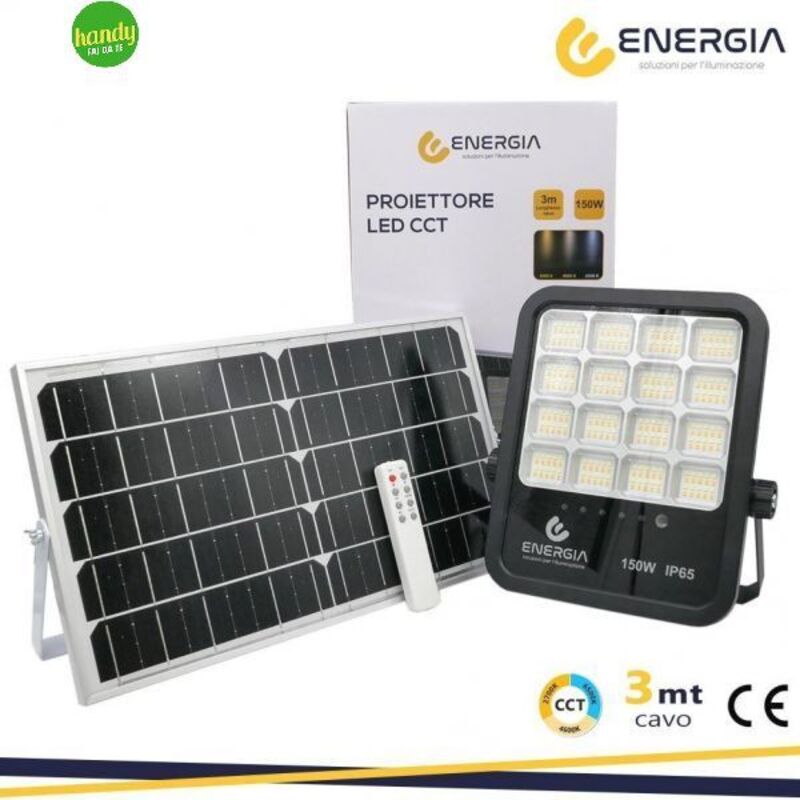 foto del prodotto proiettore c pannello solare 150w 1600lm cct telecom