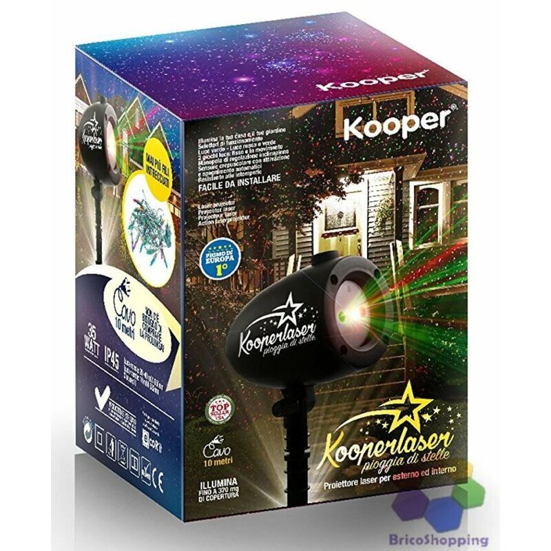 foto del prodotto proiettore con giochi luce da esterno led rosso verde kooper natale feste laser