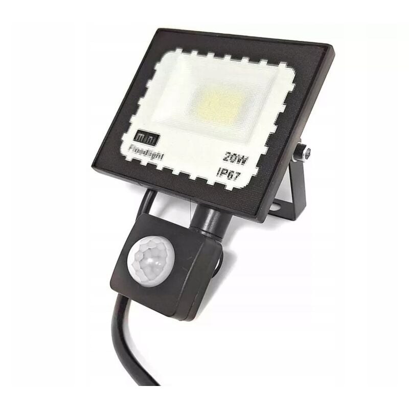 foto del prodotto proiettore da officina ip a led alogeno con sensore di movimento e crepuscolare da 20w
