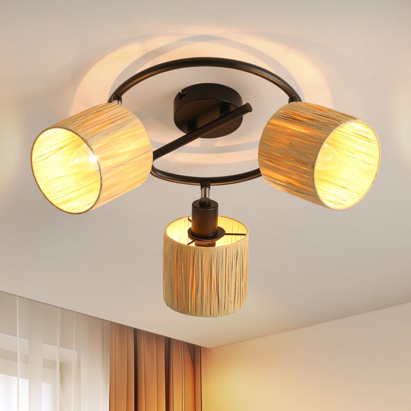foto del prodotto proiettore da soffitto 3 fiamme lampada da soffitto corridoio lampada da soffitto vintage proiettore interno rotondo e14 nero naturale spot da