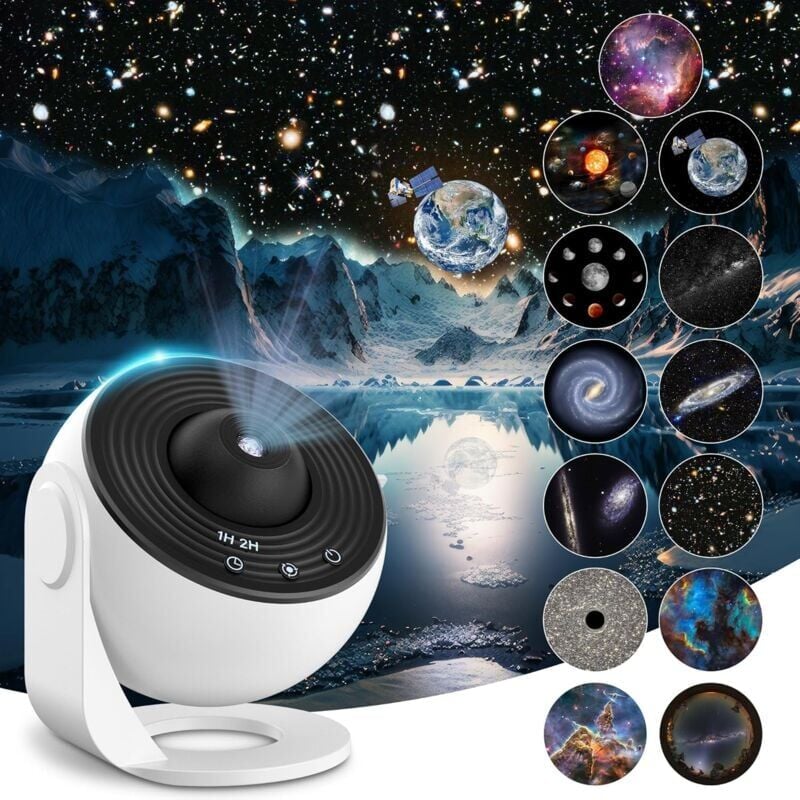 foto del prodotto proiettore del cielo stellato hd 13 in 1 per soffitti alti, luce notturna planetaria rotante a 360 , cielo stellato, sistema solare, luna, nebulosa,