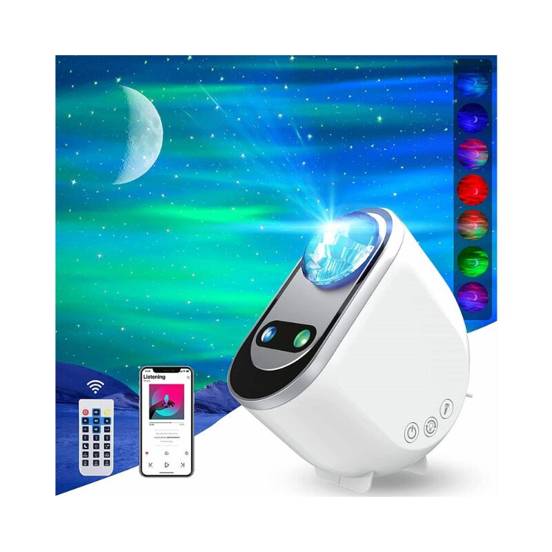 foto del prodotto proiettore di aurora boreale, aurora, galassia, stelle, cielo stellato, luce lunare, lampada decorativa per camera da letto con telecomando, luce