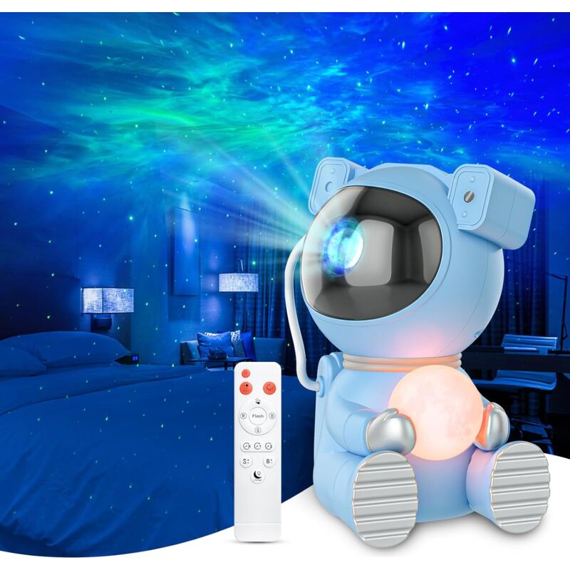 foto del prodotto proiettore di luce per astronauti, proiettore di galassie per camera da letto, proiettore di stelle con luce lunare, luce notturna a led per bambini,