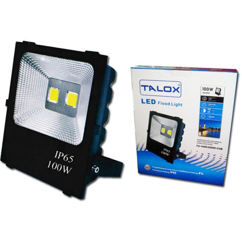 foto del prodotto proiettore faretto led talox 100w 6500k 120 5000 lumen ip66 10.000 ore