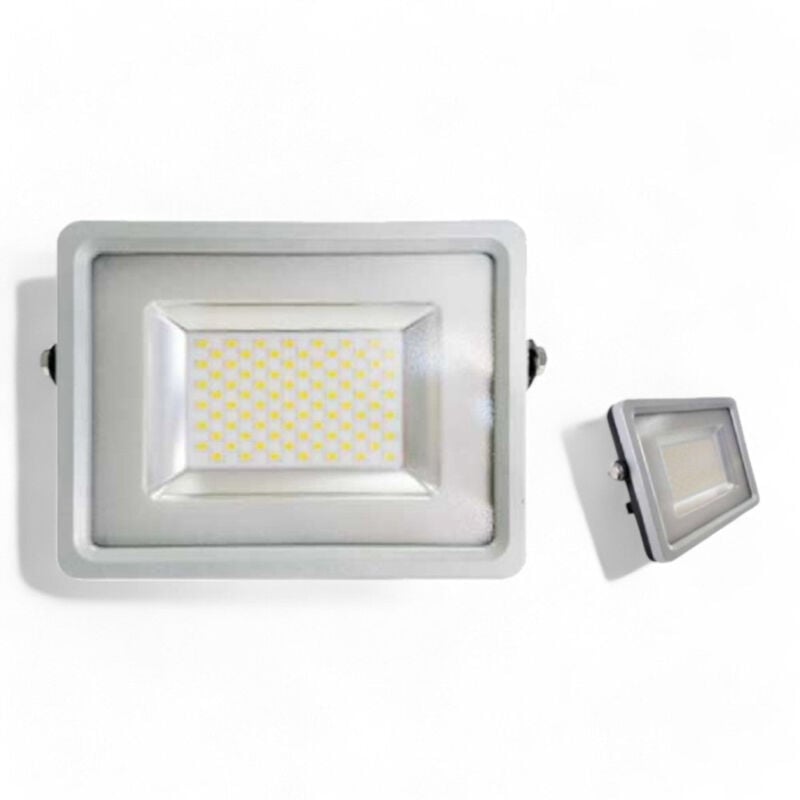foto del prodotto proiettore led 200w luce fredda 6000k ultra slim in alluminio vetro temperato orientabile ip65 durata 20000 ore efficienta a 