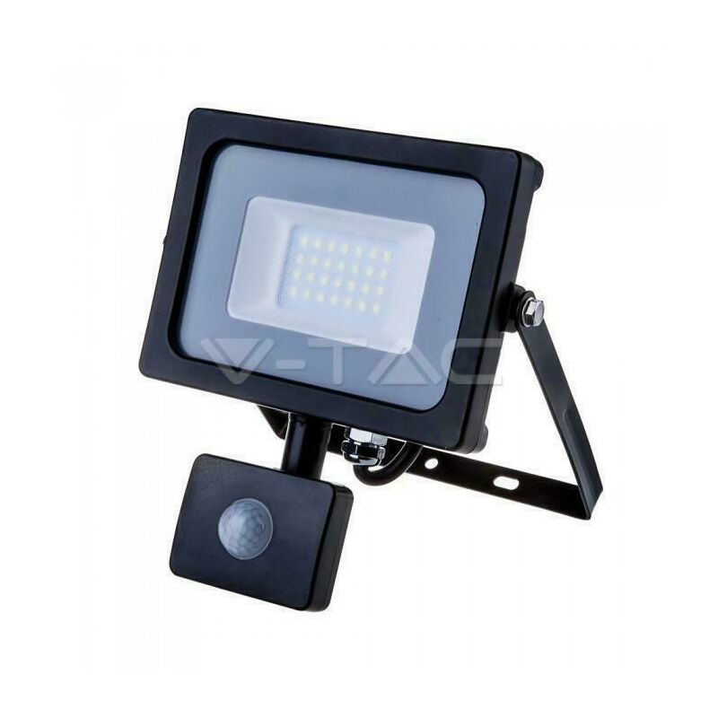 foto del prodotto proiettore led 20w 4000k ip65 nero con sensore e chip samsung 452 v tac