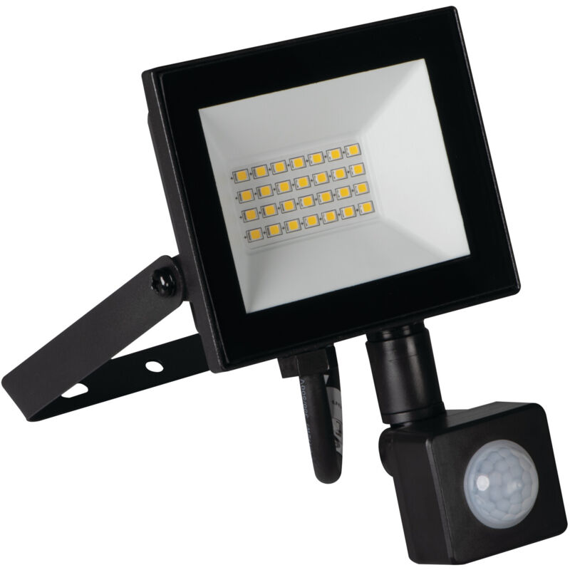 foto del prodotto proiettore led 20w detettore pir ip44 1700lm nero aluminio