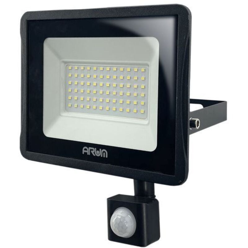 foto del prodotto proiettore led 30w rilevatore di movimento da esterno nero ip65 temp rature de couleur bianco freddo 6500k
