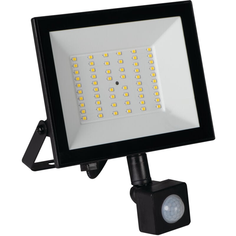 foto del prodotto proiettore led 50w detettore pir 4500lm ip44 nero aluminio
