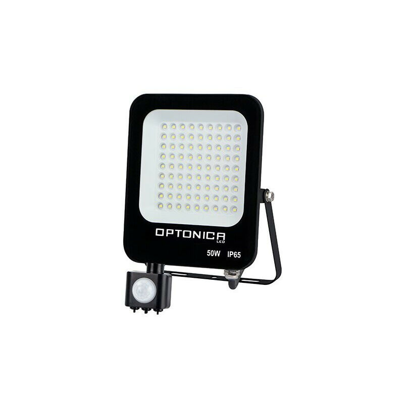 foto del prodotto proiettore led con rilevatore nero 50w ip65 impermeabile 4700lm bianco naturale 4500k