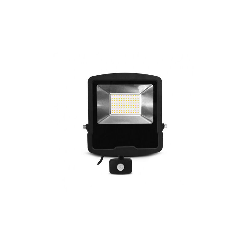foto del prodotto proiettore led con rilevatore regolabile ac220 240v 70w 8400lm 110 impermeabile ip65 44 ik06 361mmx282mm bianco hot 3000k