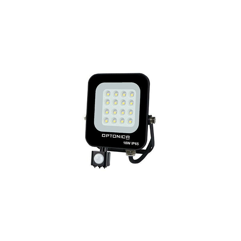 foto del prodotto proiettore led con rivelatore nero 10w impermeabile ip65 900lm bianco naturale 6000k