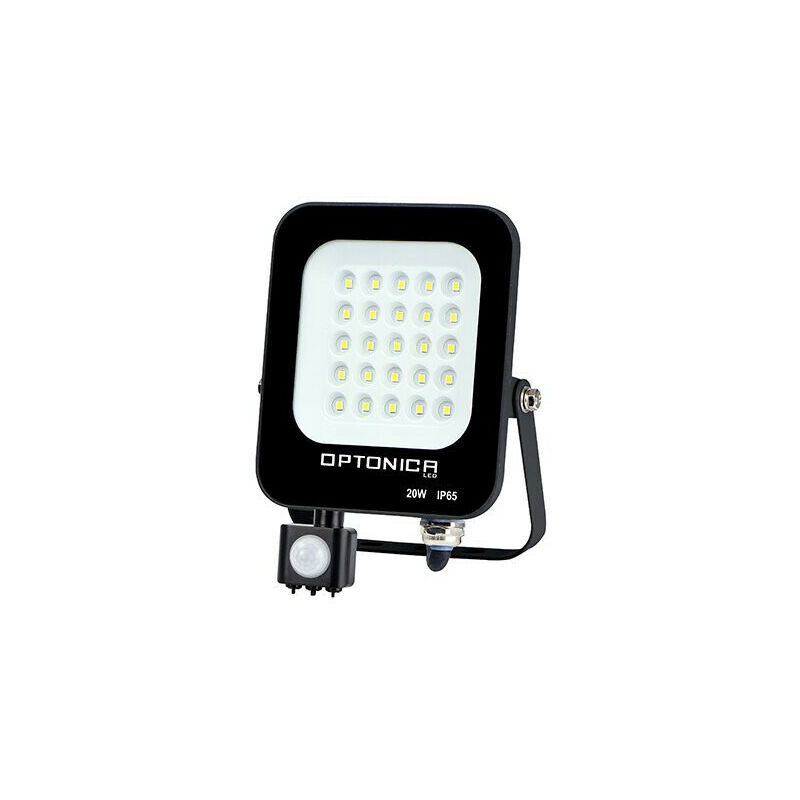 foto del prodotto proiettore led con rivelatore nero 20w impermeabile ip 65 1800lm bianco naturale 6000k