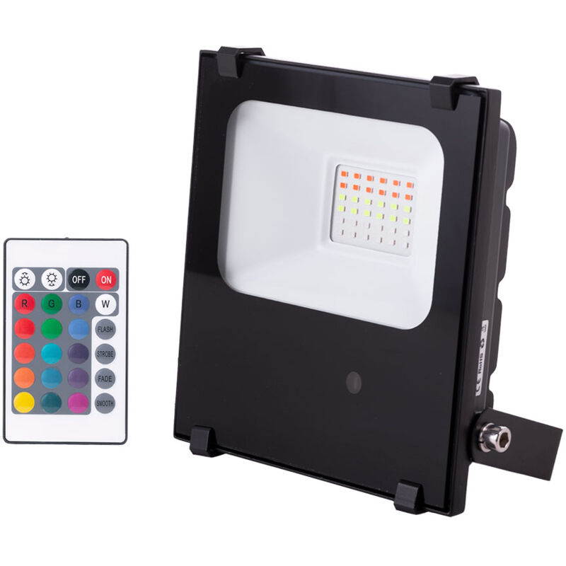foto del prodotto proiettore led da 20 w faretto ip65 rgb telecomando 40.000 h 1916 ns hvfl20w f rgb 
