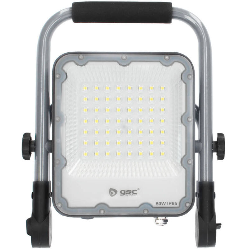 foto del prodotto proiettore led in alluminio con supporto mobile 50w 6500k ip65 grigio
