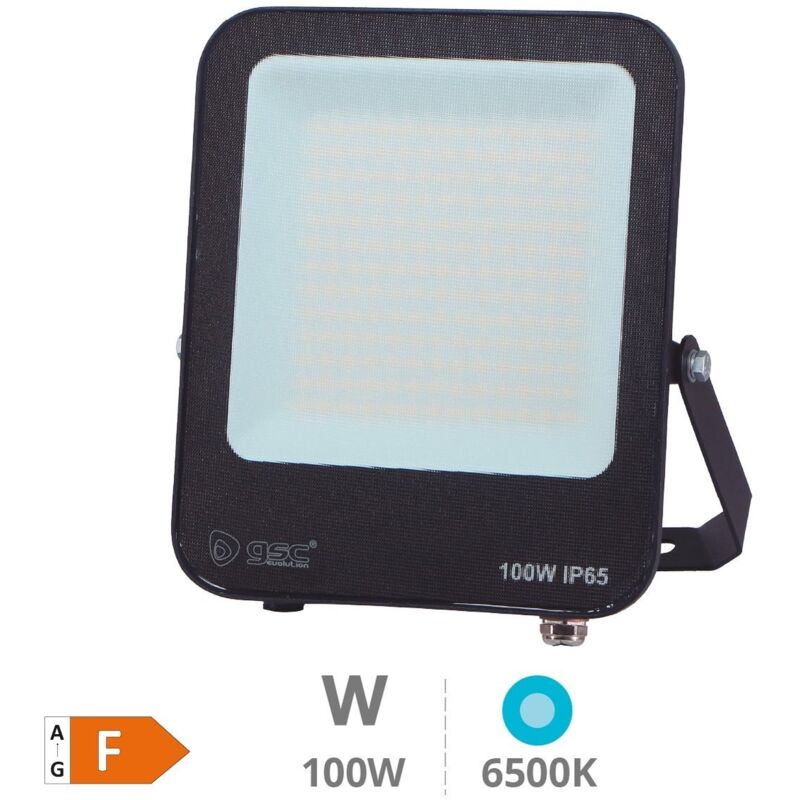 foto del prodotto proiettore led in alluminio nero santadi 100w 6500k ip65