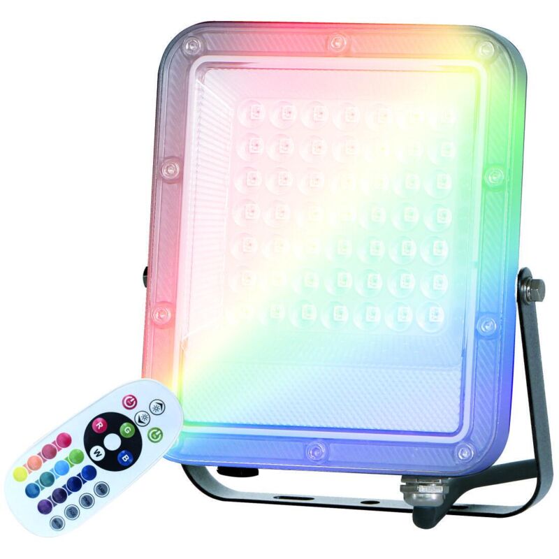 foto del prodotto proiettore led 'kintore' con telecomando 30w rgb 1800k ip65 167x140x26mm colore nero