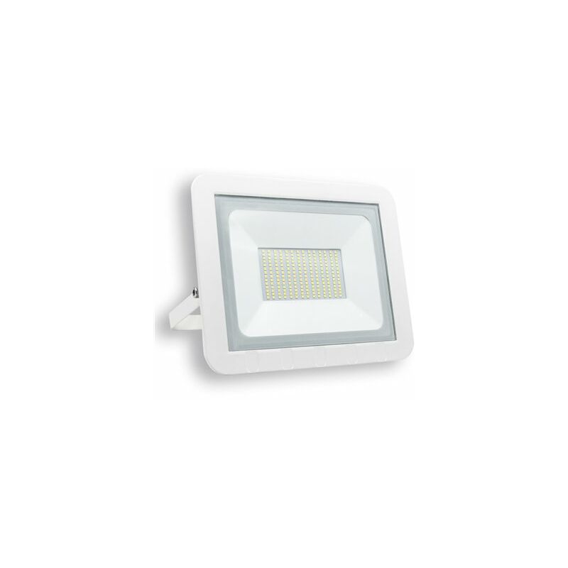 foto del prodotto proiettore led piatto matel bianco ip65 100w freddo