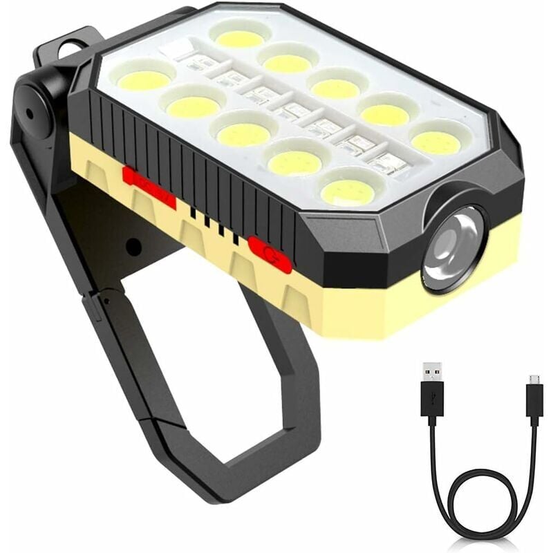 foto del prodotto proiettore led portatile 1500 lumen 4800mah lanterna led ricaricabile lanterna portatile 30w con torce usb 4 modalit di illuminazione lampada da