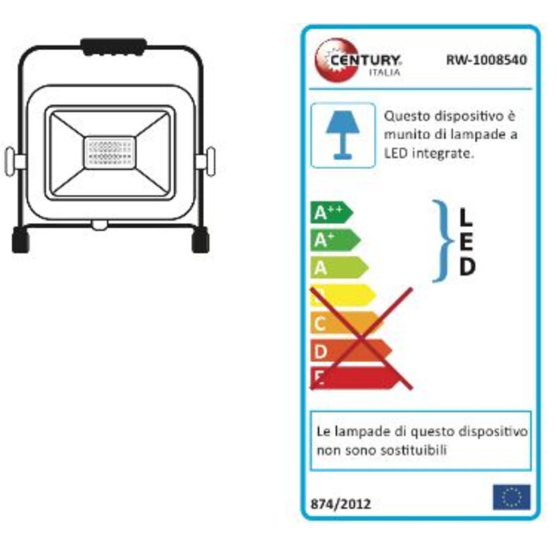 foto del prodotto proiettore led portatile ip65 rework - 100w - 4000 k naturale - 8000 lm - 400x250x430h.