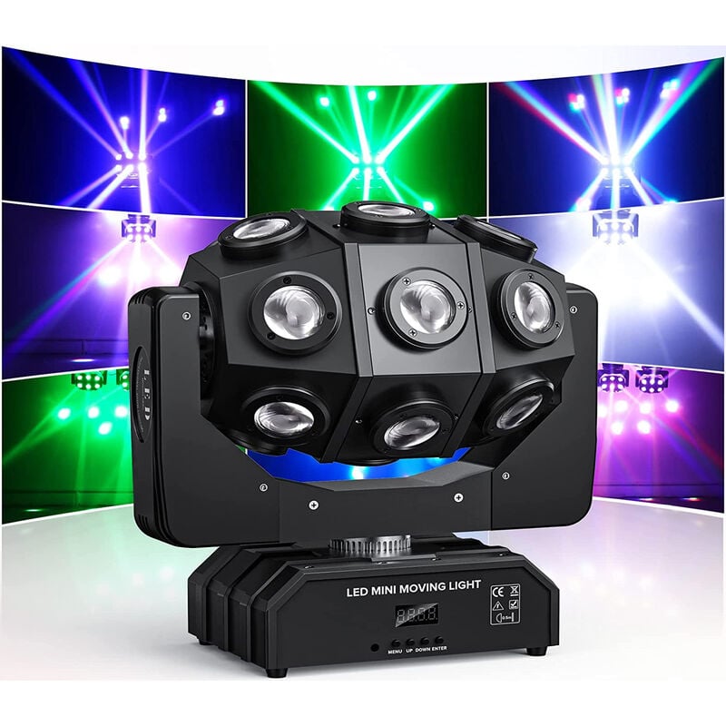 foto del prodotto proiettore led rgb testa mobile rotante 150w effetti disco discoteca 18 led