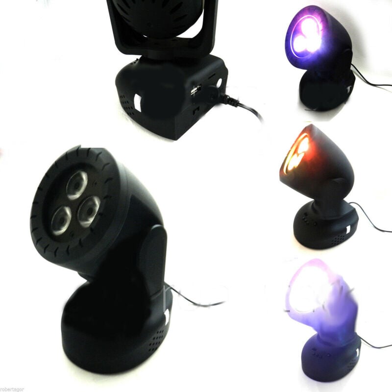 foto del prodotto proiettore led rgb testa mobile rotante effetti disco 3 led lettore mp3 usb tf
