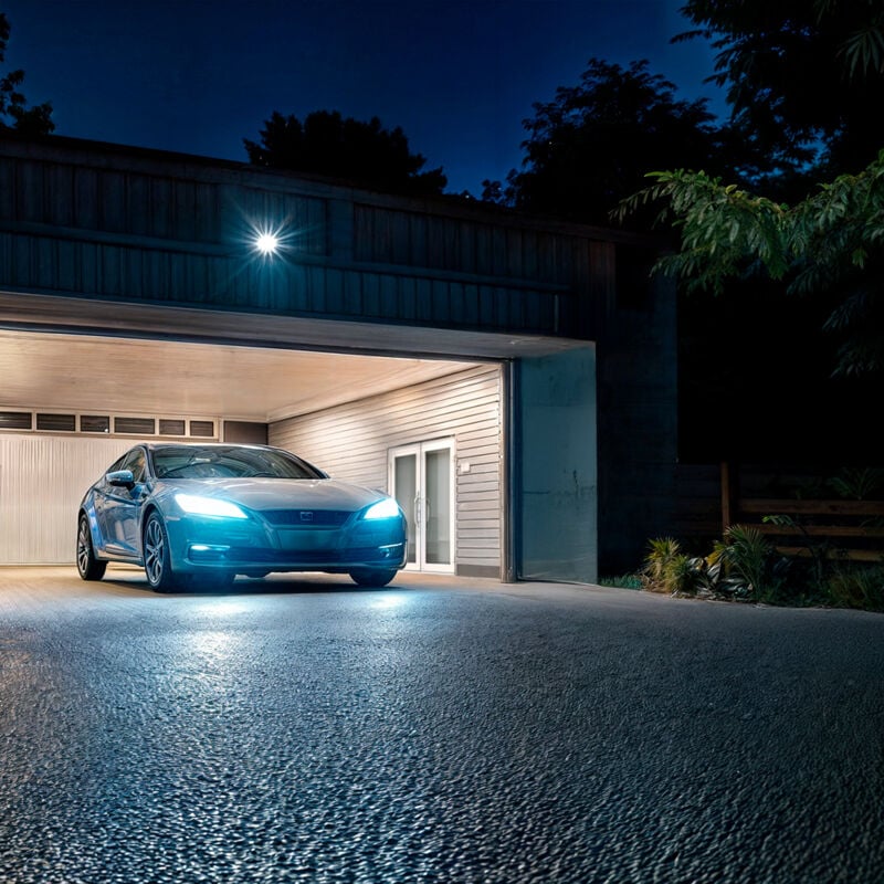 foto del prodotto proiettore led slim 20w 120lm w ip65 vetro nero 4000k bianco naturale