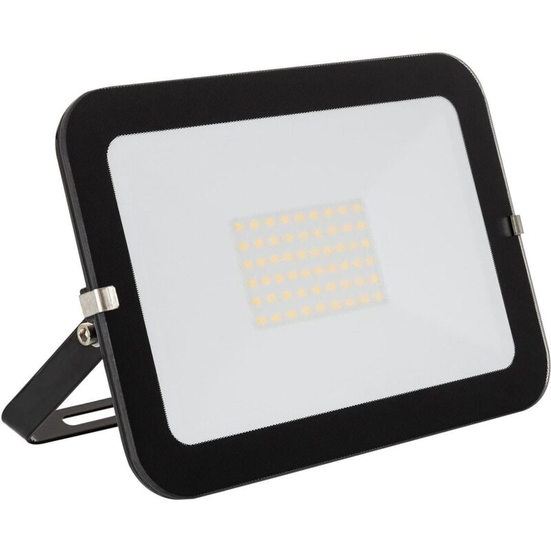 foto del prodotto proiettore led slim 50w 120lm w ip65 vetro nero bianco caldo 3000k
