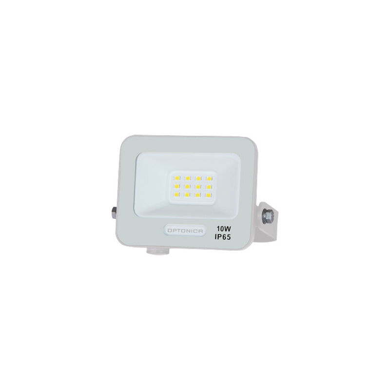foto del prodotto proiettore led smd 10w 900lm corpo bianco ip65 angolo 120 bianco caldo 3000k 101.5x98x26mm
