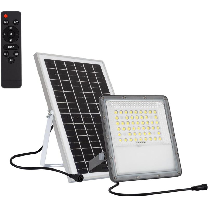 foto del prodotto proiettore led solar 10w 100lm w ip65 con telecomando bianco freddo 6000k