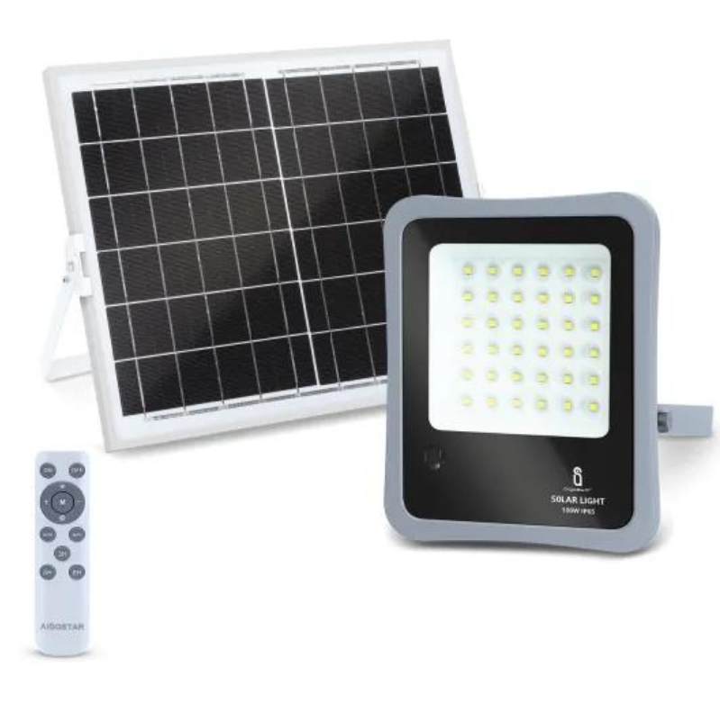 foto del prodotto proiettore led solare 100 watt grigio monocristallino ip65 6500k