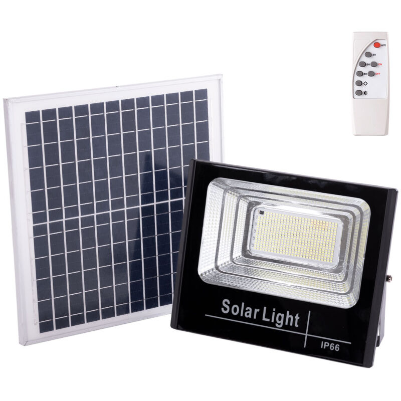 foto del prodotto proiettore led solare 150w 6500k pannello 6v 15w batteria 3,2v 10000mah telecomando ho solarfl 150w 01 