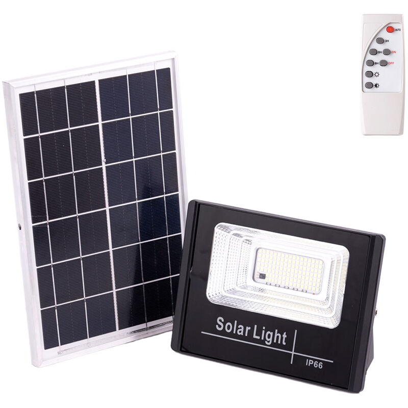 foto del prodotto proiettore led solare 30w 4000k pannello 6v 6w batteria 3,2v 3000mah telecomando ho solarfl 30w 01 w 