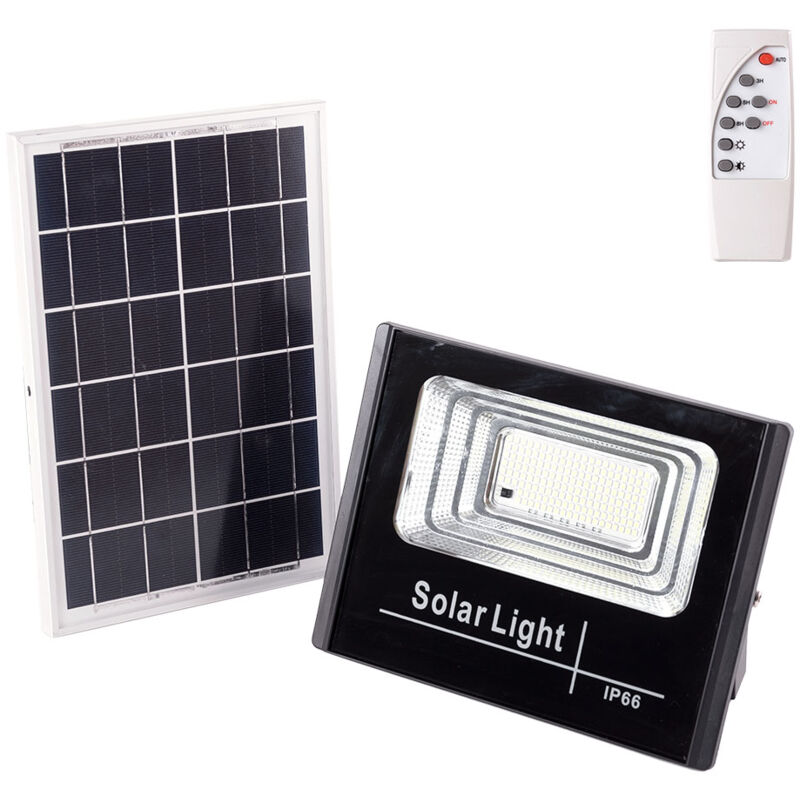foto del prodotto proiettore led solare 45w 6500k pannello 6v 6w batteria 3,2v 3000mah telecomando ho solarfl 45w 01 