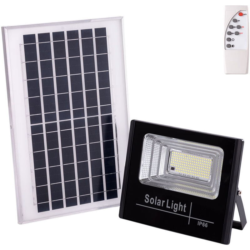 foto del prodotto proiettore led solare 65w 4000k pannello 6v 8w batteria 3,2v 5000mah telecomando ho solarfl 65w 01 w 