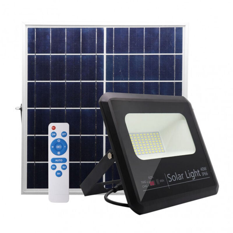 foto del prodotto proiettore solar malaquita 40w 6500k nero 3600lm 20,5x23x6 35x23,5x2 cm controllo e cavo 5m