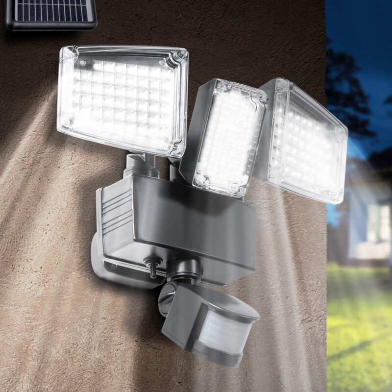 foto del prodotto proiettore solare 3 teste 178 led rilevatore di movimento