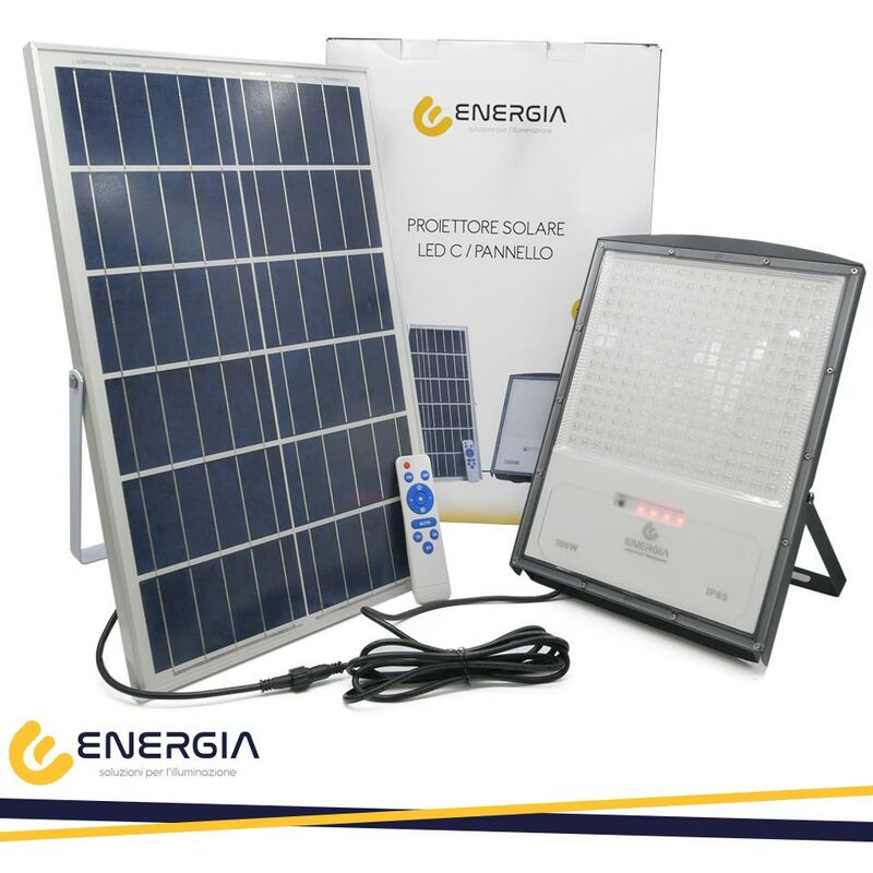 foto del prodotto proiettore solare 300w 6500k ip65 3240lm luce fredda