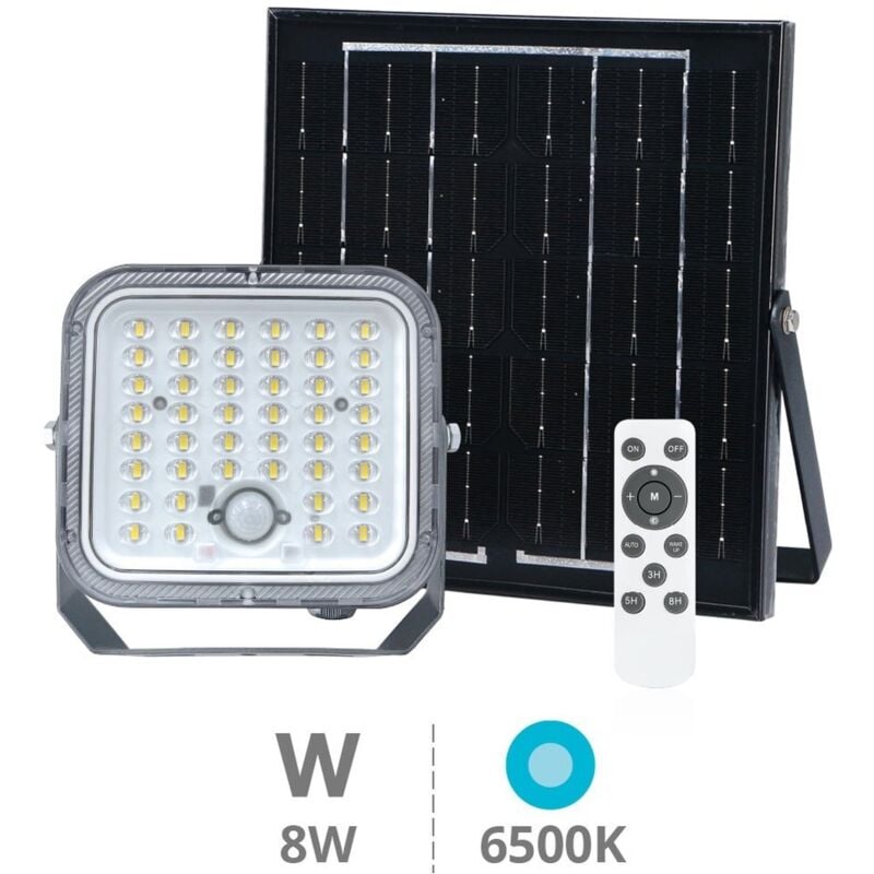 foto del prodotto proiettore solare led pamol con sensore di movimento e crepuscolare 8w 6500k ip65 nero